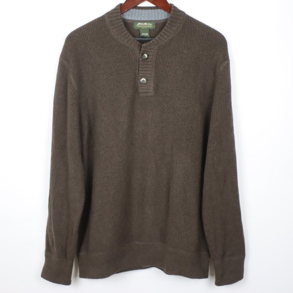 Eddie Bauer Sweaters Eddie Bauer Mens Large Henley Ribbed Chunky Knit Sweater Poshmark
